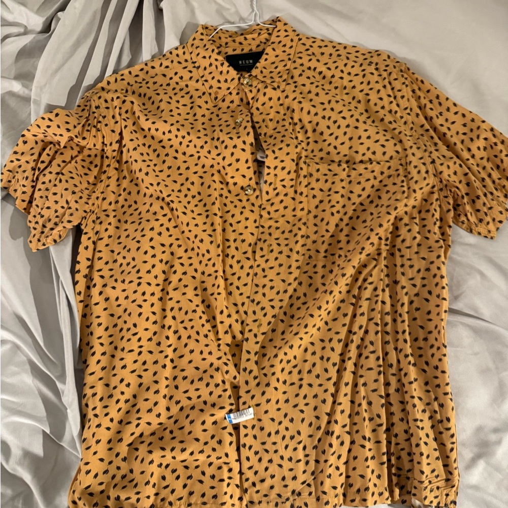 Men's Yellow and Black Patterned Shirt